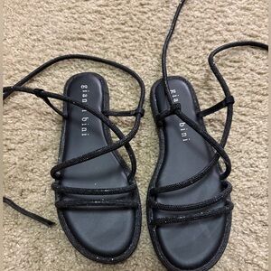 Gianvito Rossi Glittery Black Sandals